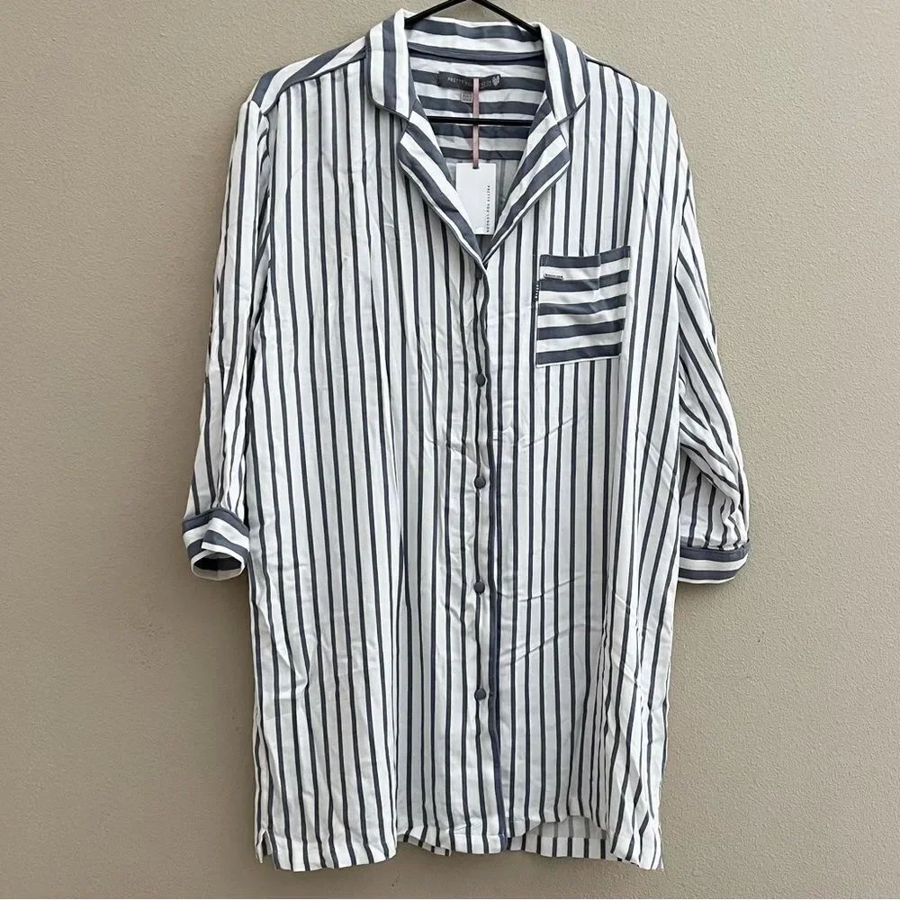 Pretty little you London NWT night shirt pajamas small 4-6 gray striped